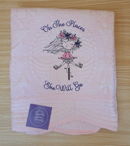 Baby Quilt-Places She Will Go (Pink)