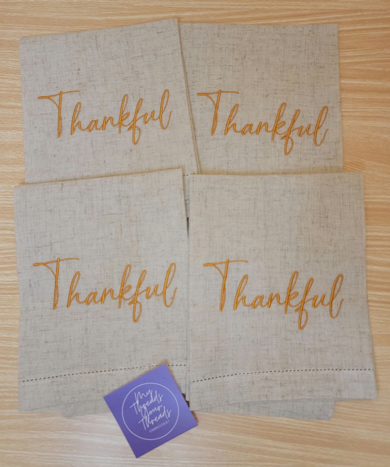 Linen Dinner Napkin-Thankfulness