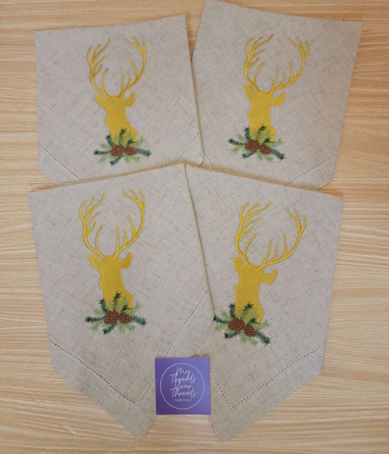 Linen Dinner Napkin-Deer (Corner)