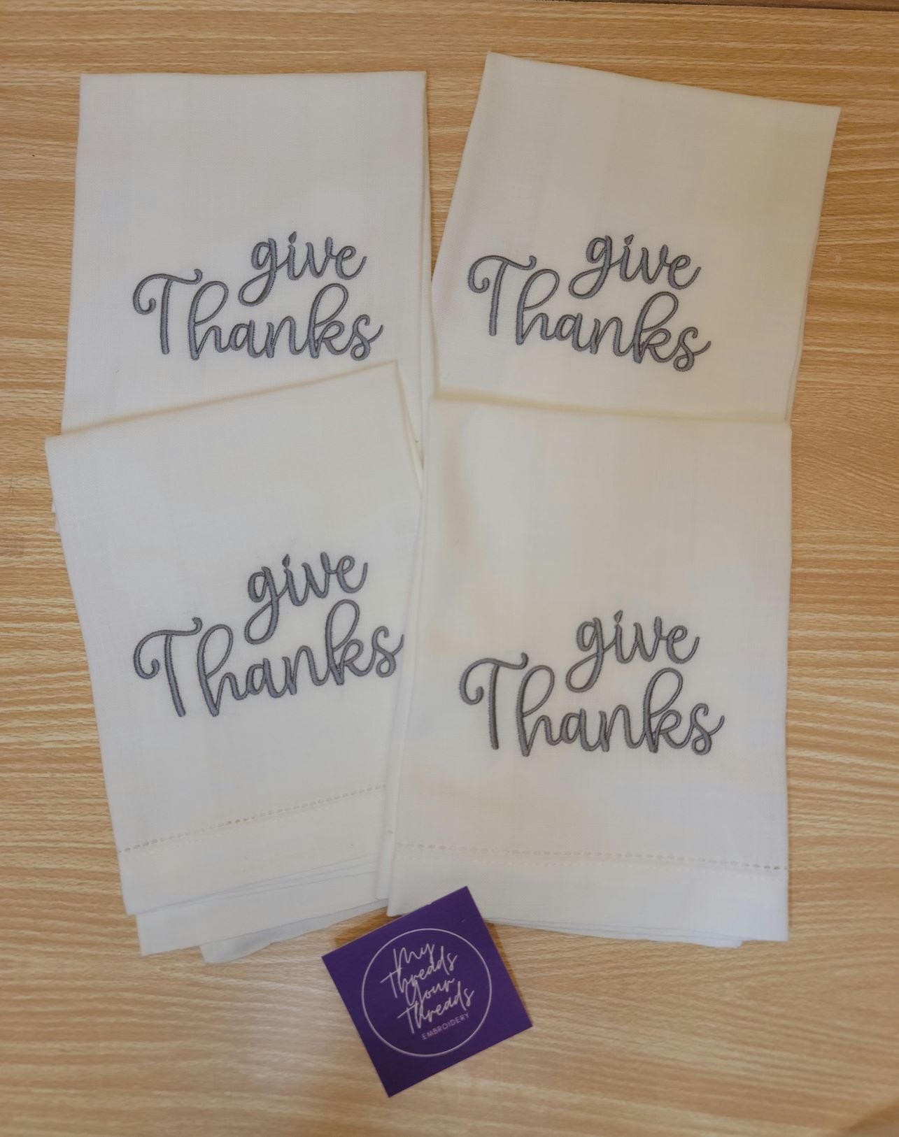 Linen Dinner Napkins-Giving Thanks (Corner)