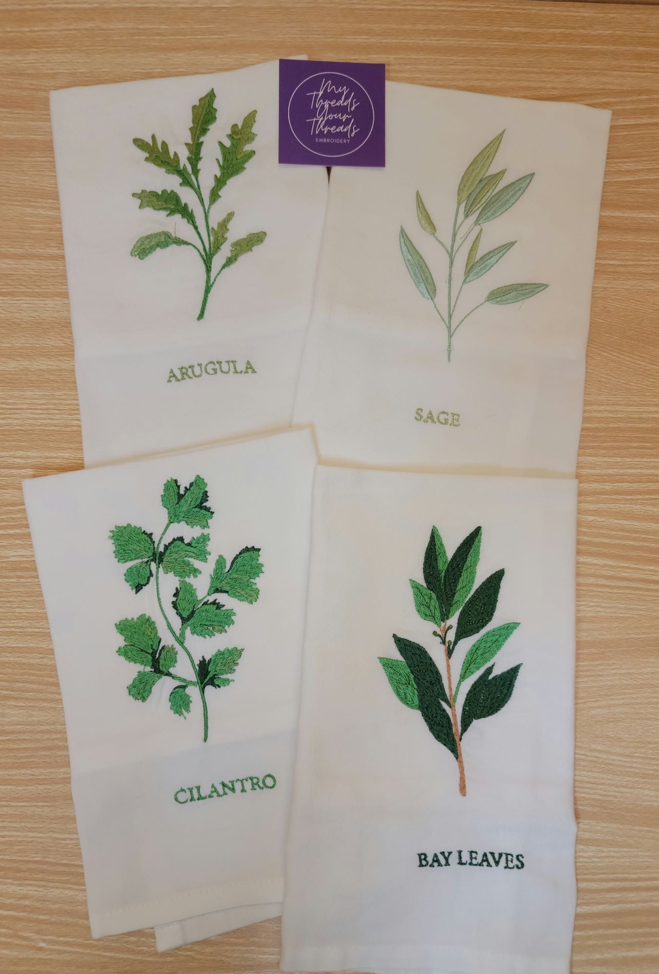 Cotton Dinner Napkins-Herbs