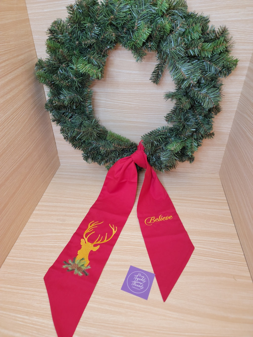 Holiday Wreath Sash-Deer